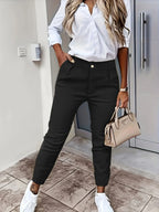 Women's navy tailored slim-fit trousers