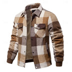 Men's khaki rugged check shirt jacket