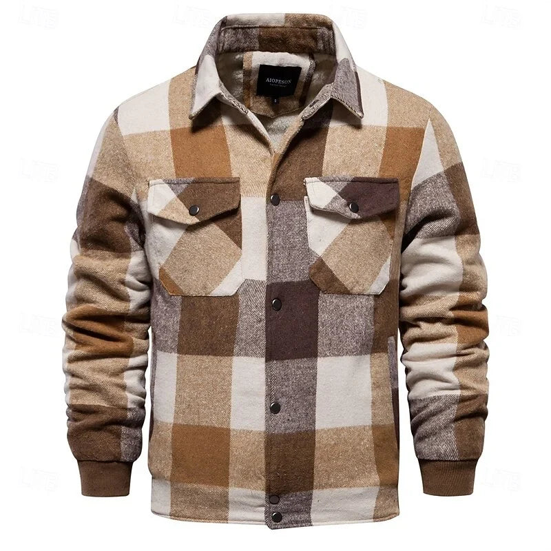 Men's black rugged check shirt jacket