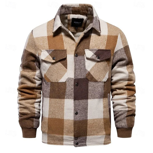 Men's black rugged check shirt jacket
