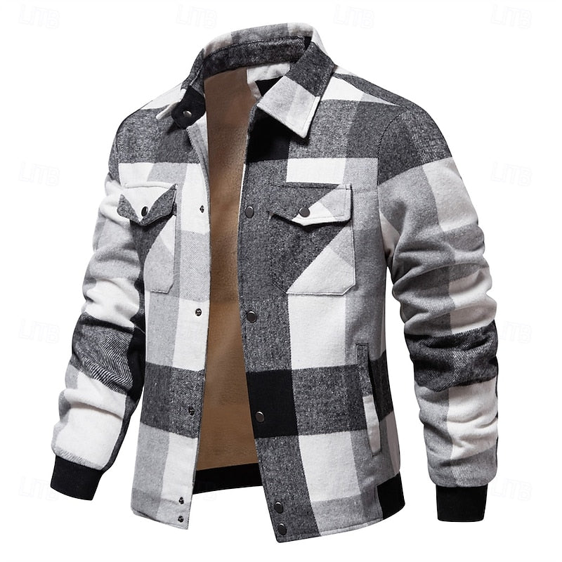 Men's royal blue rugged check shirt jacket
