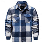 Men's royal blue rugged check shirt jacket